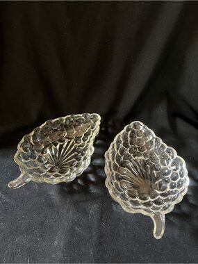 Anchor Hocking Clear Glass Grape Cluster Serving Dishes - Pair